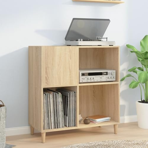Vopese Plattenschrank Sonoma-Eiche 84,5x38x89 cm Holzwerkstoff Schallplatten Regal Model831992