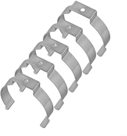 5 Pcs Tool Spring Terry Clamp Heavy Duty Manganese Steel Pipe Clips, 70 mm Diameter Nickel Plated Wall Mount Holders for Organizing Tools, Brooms, Brushes,(A)
