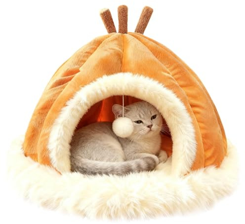 yakermur Katzenhaus Für Innenbereich,Plüsch Für Kaltes Wetter - Indoor Katzenhöhle Für Den Winter | Für Nickerchen Ausruhen Und Spielen Für Kleine Mittelgroße Und Große Rassen Im Wohnzimmer