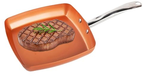 Sauteuse – Batterie de cuisine carrée pour cuisine, frire, faire sauter les œufs, poulet, bœuf, préparation du petit-déjeuner, camping-car, camping, utilisation sur cuisinière électrique, pratique à