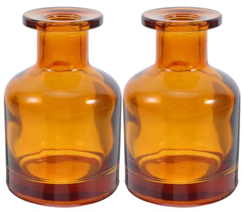 SHINEOFI Botella Difusora de Caña Vacía de Vidrio 150 Ml, 2 Piezas, Color Marrón, Cilíndrica y Reutilizable para Aceites Esenciales, Difusor Aroma sin Llama para Hogar, Oficina y Coche