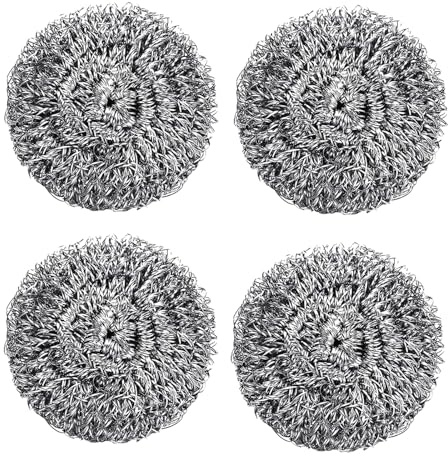 4 Pack Specialist Stainless Steel Scourers, Steel Wool Scrubber, Metal Scourers, for Professional Washing Up, Grease Removal and Dish Scrubbing