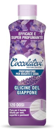 COCCOLATEVI Profumatore Bucato XXL, 750 ml, Essenza Bucato da Utilizzare come Profumatore Bucato Lavatrice e Asciugatrice, Profumatore Casa o Detergente Pavimento (Glicine del Giappone)