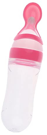 F Fityle Mangiatoia in Silicone Da 90 Ml con Cucchiaio Morbido per Neonati - Rosa, Taglia