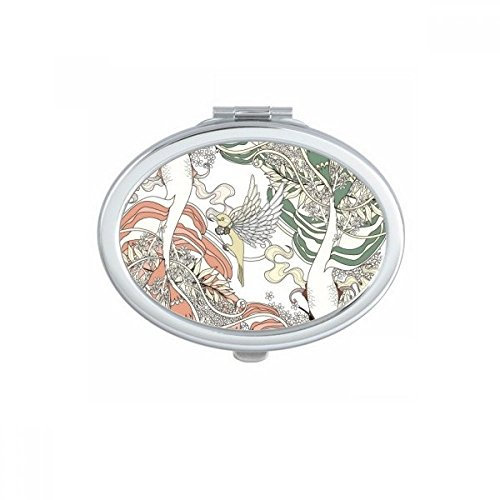 DIYthinker Rojo Verde Carpa Oval Maquillaje Compacto Espejo de Bolsillo portátil pequeño Linda Mano Espejos Regalo