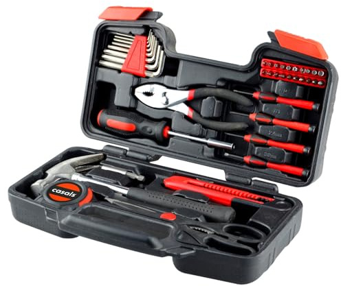 CASALS - Kit De Herramientas Para Casa Con 39 Piezas | Maletín De Herramientas Completo | Juego De 8 Llaves Allen | 4 Destornilladores Precisión | 20 Puntas Atornillador Imantadas