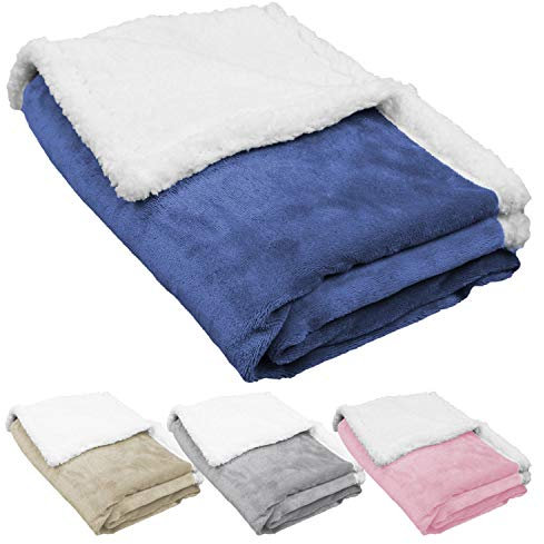 Monsieur Bébé - Couverture, plaid polaire pour enfant 75 x 100 cm en flanelle et sherpa ultra doux - 4 coloris