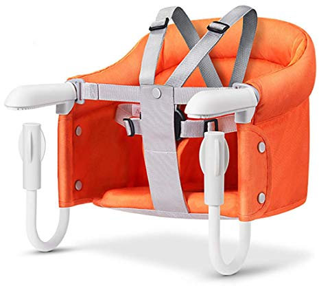 Molinter Tischsitz Babysitz Faltbare Baby Hochstühle Reisehochstuhl für Tischplatten (Orange)