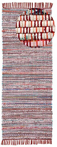 carpetfine Flachgewebeteppich Kelim Chindi Läufer Rot 80x300 cm | Moderner Teppich für Wohn- und Schlafzimmer