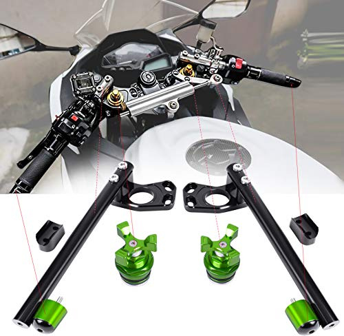 RoadMad Clip On Handlebars Kit Compatible With Kawasaki Ninja 250 2008-2012, Ninja 300 2013-2018 Adjustable handlebars Accessories,Lower over stock