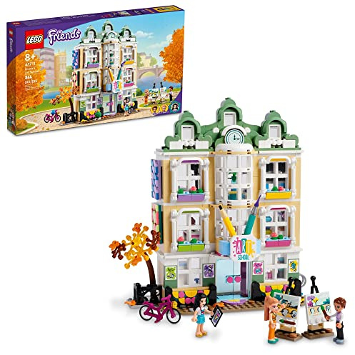 LEGO Friends Emma's Art School House Set 41711, juguete creativo de artes y manualidades con 3 mini muñecas, accesorios y decoración DOTS, idea de regalo de cumpleaños para niños de 8 a 12 años