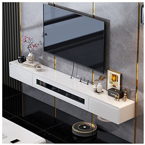 Floating TV Console Wall Mounted Under TV Stand Floating TV Console Entertainment Shelf Cabinet With Drawers And Storage For Living Room Bedroom Media Room (Color : H, Size : 140x24x20cm)