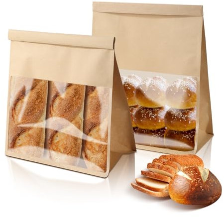 Bakbania 30 braune Papier-Brotbeutel – 27,9 x 21,6 x 9,9 cm Zinnbeutel zum Aufbewahren von Lebensmitteln