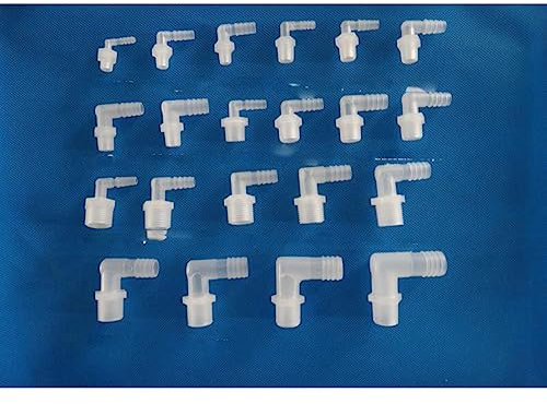 Kunststoff-Rohrverschraubung, Pagoden-Winkel auf 1/8, 1/4, 3/8, 1/2, 3/4 Außengewinde, Reduzierstück für Aquarium, PP-Einsatz, Schlauchverbinder-1I2-19,5