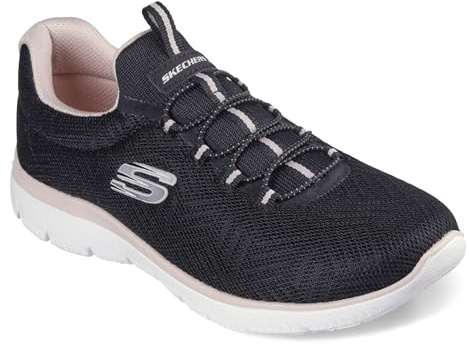 Skechers Womens Summits Artistry Chic Sneaker, Black Mesh Light Pink Trim, 3.5 UK