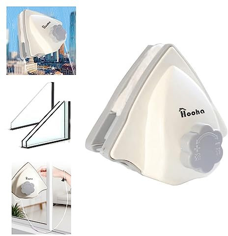 Hooha Magnetischer Fensterreiniger, Magnetisch Einstellen Doppelseitiger Magnetischer Fensterreiniger mit Fallschutzseil, Reinigungsbürste Wiper Werkzeuge für Doppelt Verglaste Fenster 3-26mm