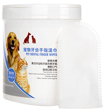 Miskall Dog Finger Toothbrush, Dog Teeth Cleaning Finger Wipes Remove Tartar and Calculus Pet Dental Care Finger Wipes for Cats and Dogs