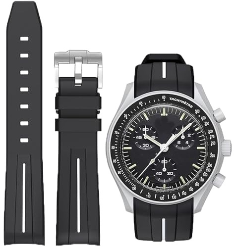 Niziruoup Kautschuk Armband für Uhr Omega x Swatch MoonSwatch Uhr 20mm Gebogenes Weiches Gummi Ersatzband Original Kautschuk Armband Sport Uhrenarmband Damen Herren