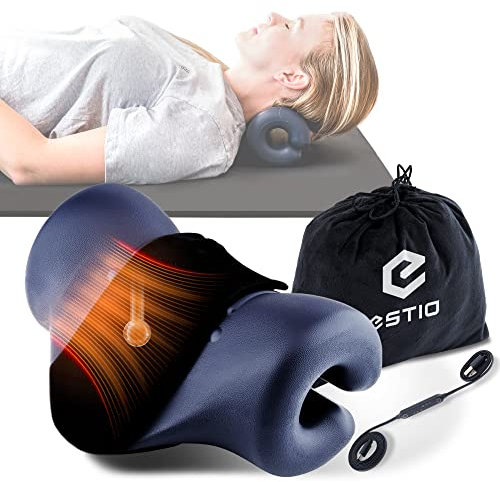 estio® Nackenstrecker mit Wärme, Neck Stretcher für Nackenschmerzen, Nackenretter gegen Kopfschmerzen, Cloudy Neck zur Nackendehnung, orthopädisch