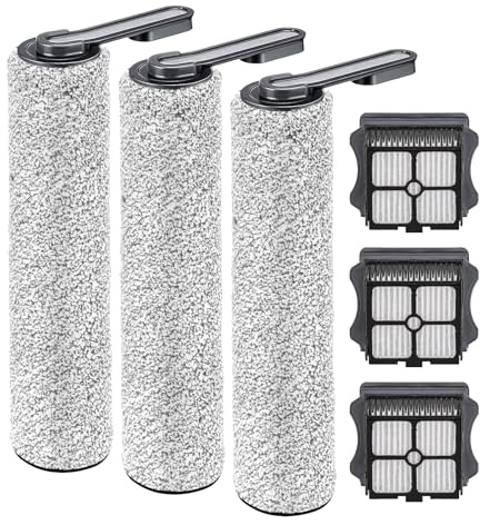 (6 Pieces) Replacement Brush Rollers and HEPA Filters Compatible with Tineco Floor ONE S5/Floor One S5 Pro 2 Smart Cordless Wet Dry Vacuum Cleaner, 3 Brush Rollers, 3 HEPA Filters