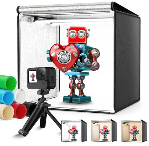 Scatola Fotografico, Couleeur 60CM 5600K Portatile Scatola di Luce da Studio, 126 LEDs Luminosità Regolabile e Temperatura Colore Scatola Luminosa da Studio per Dimostrazioni di Prodotti e Fotografie