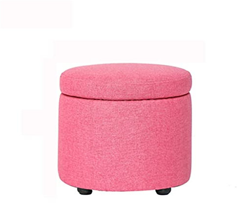 SePKUs Hocker, Ottomane mit Stauraum, Kleiner Pouf, Fußhocker, Spielzeug-Gadget-Organisation, Massivholzbeine, Baumwollstoff, Sofa, Beistelltisch 3 (Rosa)