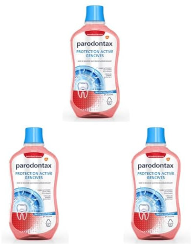 Parodontax Bain de Bouche Quotidien, Protection Active, Pour Les Gencives et Des Dents Saines, Extra Fraiche, Sans Alcool, 500 ml (Lot de 3)