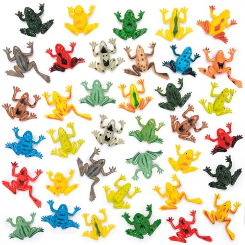 HTZNHXT 36Pcs Plastic Frogs Toy for Kids, Small Frog Toys Bulk, Mini Resin Fake Frog Figures for Forest Animals