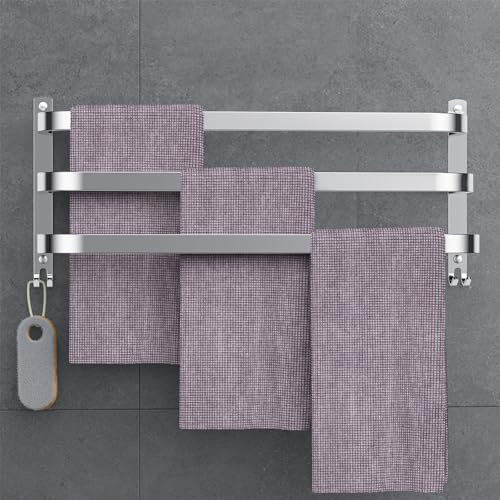 60CM Porte Serviette Salle de Bain, Accessoire Salle de Bain, Porte Serviette Murale, Porte-Serviettes Salle de Bain sans Percage, Support Serviette Noir Deco Salle de Bain