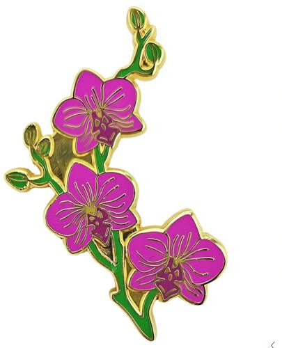 Ficsowy Élégante broche en émail orchidée, broche florale, épinglette d'orchidée pour femmes, filles, uniformes scolaires, violet, zinc, sans pierre précieuse, sans pierre précieuse, Zinc, Pas de