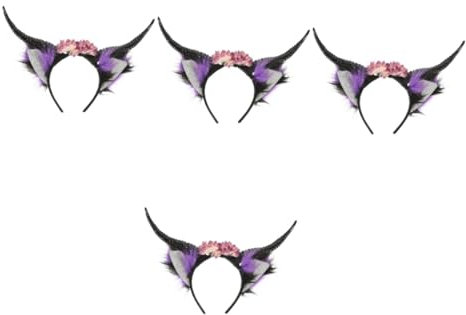 Holibanna 4pcs Cow Horn Headband for Devil Costume Accessories Special Chic Halloween Headwear Universal Size Devil Horn Hairband