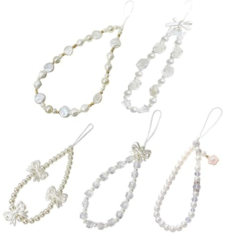 Beaded 5-Piece Mobile Phone Pendant, Phone Jewelry Chain