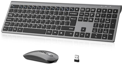 EasyTyping Rechargeable Wireless Keyboard and Mouse - Type with Ease & Double Your Efficiency - High-end Laptop Keyboard Technology -Full Size & Noiseless Design, say goodbye to typing troubles