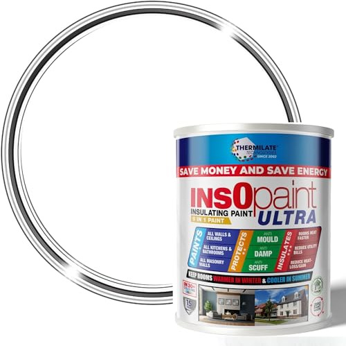 Thermilate InsOpaint Ultra Insulation Paint 5L Ultra White Matte - Tough Acrylic Emulsion for Walls & Ceilings – Anti-Condensation, Mould Resistant, Long-Lasting Energy Saving Protection
