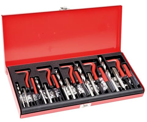 VEVOR Kit di Riparazione Filetti, 166 Pezzi, Kit di Riparazione Elicoidale Metrico M5 M6 M8 M10 M12 Set di Strumenti di Rifilettatura con Punte da Trapano HSS per Riparazione Auto Garage Meccanico