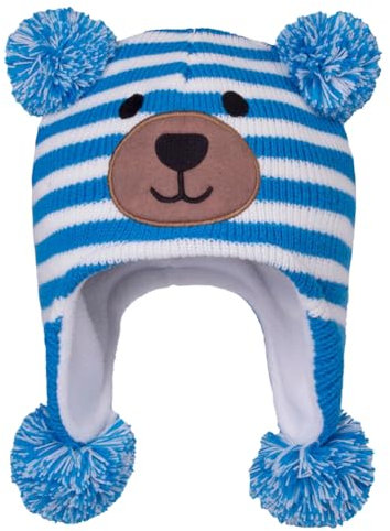 Aublinto Kleinkind Kinder Kleinkind Winter Hut wintermütze Earflap Strick Warm Cap Fleece gefüttert Beanie Cartoon-Muster gestreift süße Tiermütze Ohrenklappen für Baby Jungen Mädchen