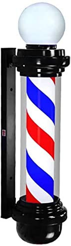 VAESAZDSZ Poste de barbería con luz LED, Rojo, Blanco y Azul, Logotipo de peluquería, Resistente al Agua, luz giratoria, Letrero de Tienda de salón, lámpara de Pared para Exteriores, decoración