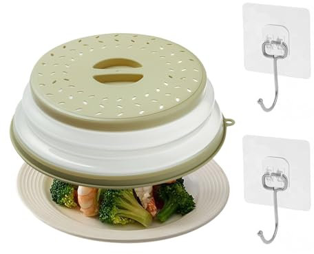Mikrowellen Abdeckung, Faltbare Mikrowellendeckel 27CM Mikrowelle Abdeckhaube Microwave Cover mit Haken für Obst und Gemüse Konservierung von Lebensmitteln