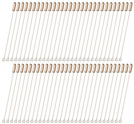 M METERXITY 60-Pack Spilli Con Fermaglio 2.8 Pollici Spilli Lunghi Rosa Oro | Spilli A Testa Piatta, Rame, Con Occhiello E Fermo, Accessori/Cravatte/Cappello/Sciarpa/Gioielli