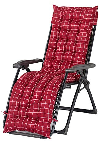 Sitzkissen Ersatz-Sonnenliegenkissen mit Dicker Oberabdeckung, Gartenbankkissen, Sonnenliegen-Schaukelstuhlkissen für den Innen- und Außenbereich, Gartenterrasse (48 x 170 cm, kariert rot)