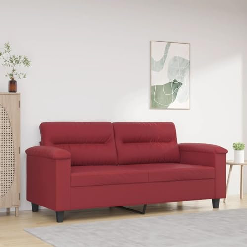 Brokky 2-Sitzer-Sofa Couch 2 Sitzer Loveseat Sofas FüR Wohnzimmer Sofa Loveseats Weinrot 140 cm Kunstleder - 359586