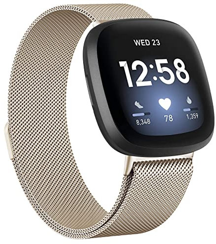 Vancle für Fitbit Versa 4 Armband, Edelstahl Metall Magnet Ersatzarmbänder für Fitbit Versa 3/Sense/Sense 2 Uhrenarmband Damen Herren