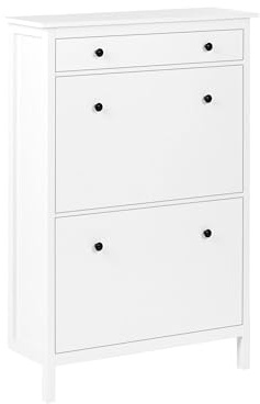 Beliani Schuhaufbewahrungsschrank 2 Klapptüren MDF Bis zu 10 Paar Schuhe Weiß Gibson