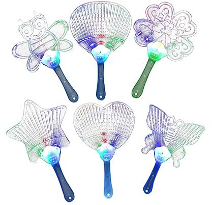 MAGICLULU 8pcs Led Light-up Flat Hand Fan Rhythm Flash Handheld Boys and Girls Favorite Random Style