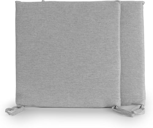 DH DREAMER HOME Cojines para Silla Usos Interior y Exterior 40x40x5cm Extra Suave Tejido Sutil - Cojin de Asiento Decorativo de Poliéster Lavable Cómodos Acolchados - Gris, Pack 2