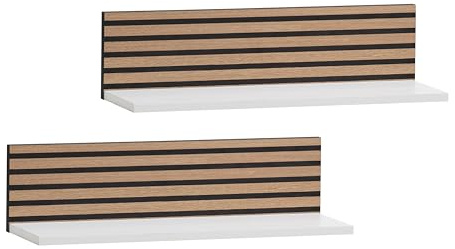 Schildmeyer Regalablage 2er-Set Ryker 160028, Mattweiß/Akustikpaneel Optik, 60 x 17,3 x 15,7 cm