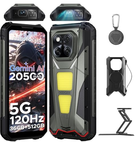 DOOGEE V Max Play Smartphone Rugged 5G, 20500 mAh Batteria Android 15, Dimensity 7300, 36GB+512GB, 6.78'' FHD+ IPS 120Hz+ 200MP, Funzione proiettore/Widevine L1/Fingerprint ID/Face Unlock/NFC- Grigio