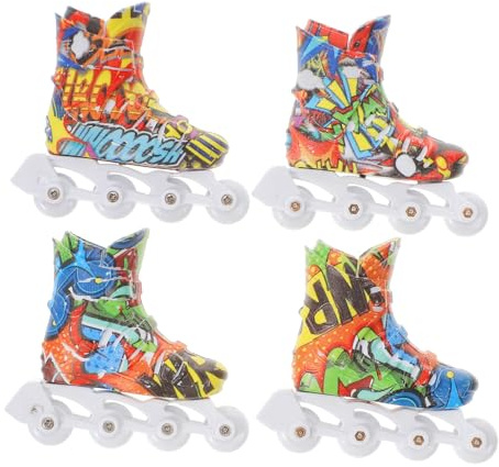 Supvox 2 Paare Finger Roller Skates Mini Finger Inliner aus Hochwertigem Kunststoff Lernspielzeug für Fingerkoordination Stressabbau Freizeitspaß und DIY Schlüsselanhänger