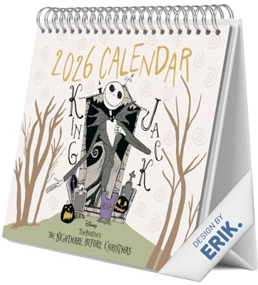 Grupo Erik - Calendrier Disney 2026 de Bureau : L'Étrange Noël de Mr Jack - Calendrier de Bureau 2026 Mensuel │ Idee Cadeau │ De Janvier à Décembre : Espace pour notes et Illustrations (17x20 cm)