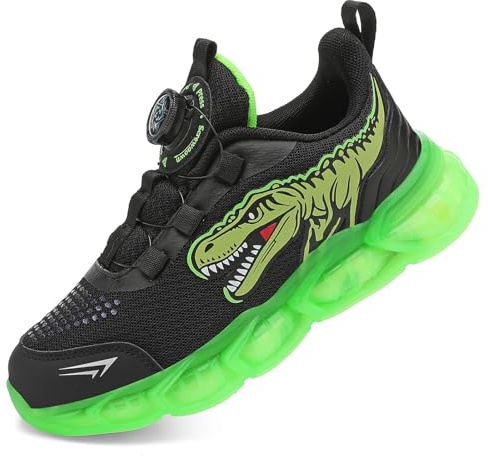 Zapatillas para niños - Calzado para correr para niños - Diseño de dinosaurio - Cómodas y transpirables - Ligeras - Zapatillas para trotar - Talla 28-38, 31 EU